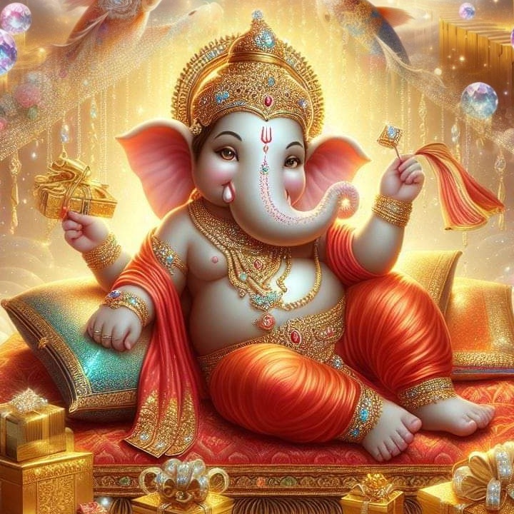 Lord Ganesha Enjoys Wealth Wallpaper-0