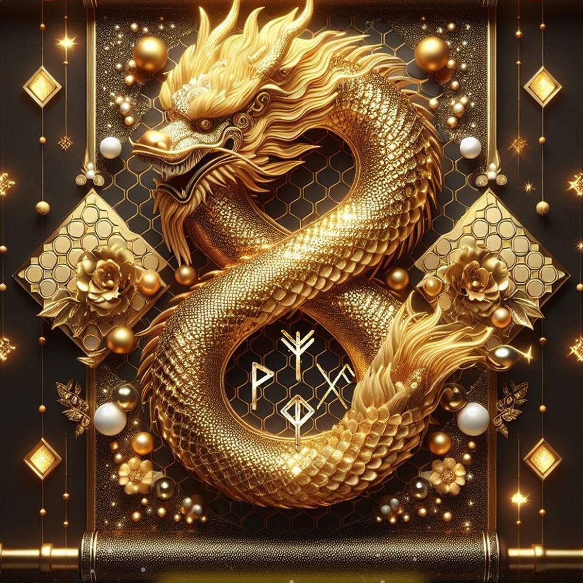 Golden dragon wallpaper infinity, rich, wealthy, enhance luck, business.-0